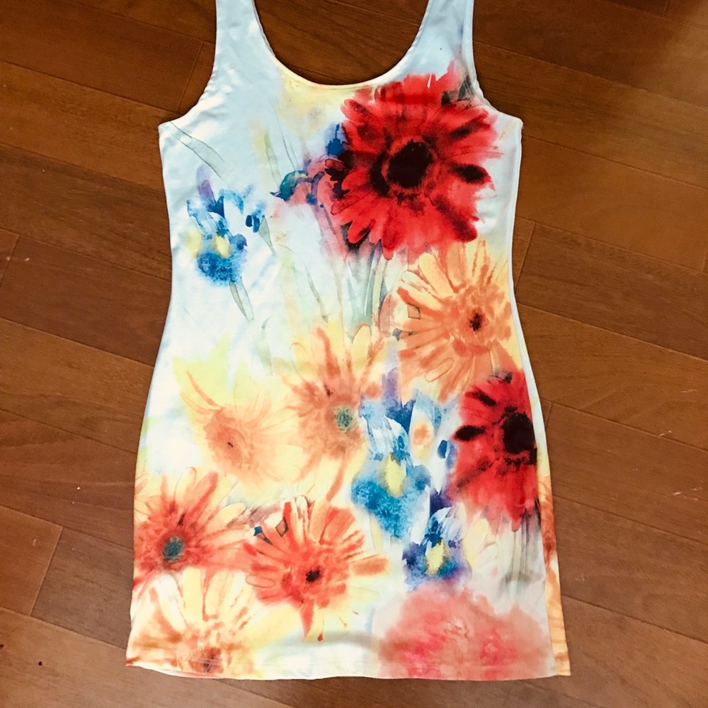 Bright flowered mini-dress